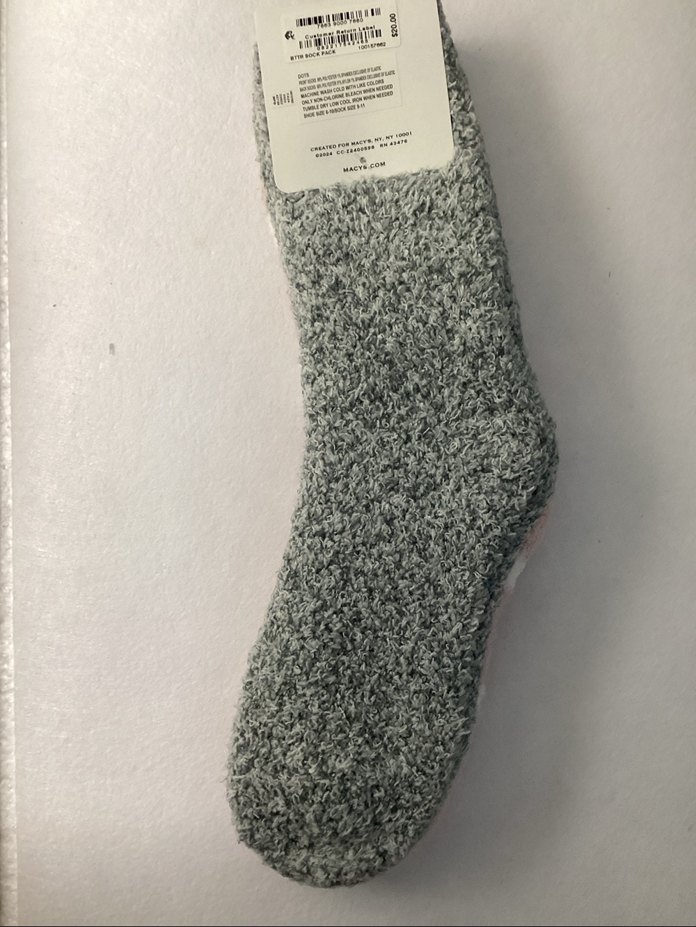 Charter Club Soft Plush Fuzzy Socks - 2 Pairs (Pink Polka Dot and Gray) - Picture 7 of 7